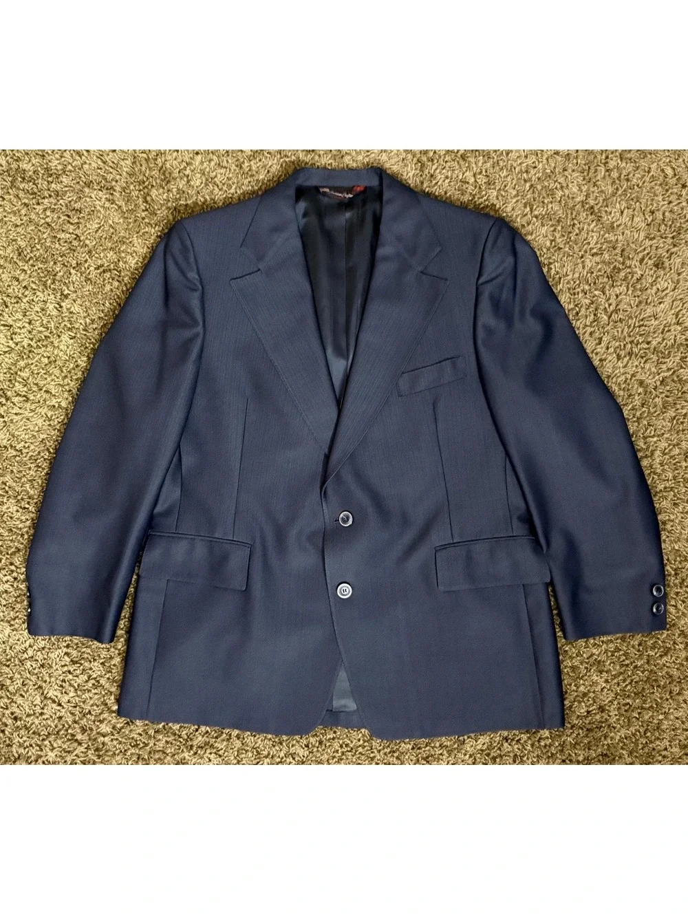 1970's Blue Three-Piece Men's Suit from Claude's XL Men's 46R 41W 30L